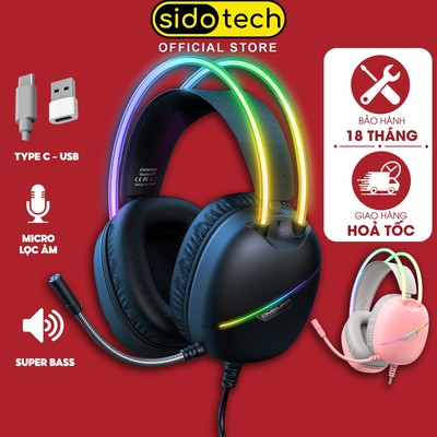 Tai nghe chụp tai có dây SIDOTECH ONIKUMA X33 gaming super bass có mic chống ồn led rgb headphone over ear pc máy tính