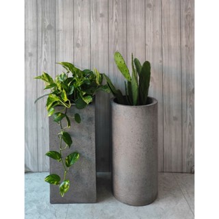 CHẬU XI MĂNG ĐÁ MÀI DÁNG TRỤ VUÔNG - TRỤ TRÒN