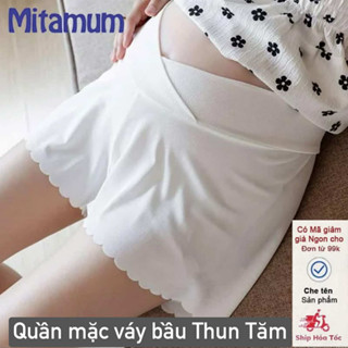 Quần đùi bầu mặc trong váy chất Thun Tăm Lạnh thiết kế cạp chéo ôm bụng bầu đẹp giá rẻ bigsize 85kg