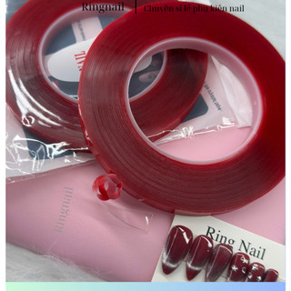  Băng dính tạo fan mi gắn thanh nail box - Cuộn băng keo đỏ dán bảng mẫu nail  cuộn to 10mx1cm  