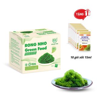 Rong nho tách nước GREEN FOOD hộp 200 gram gồm 10 túi 20 gram + tặng kèm 10 gói xốt mè rang 15ml