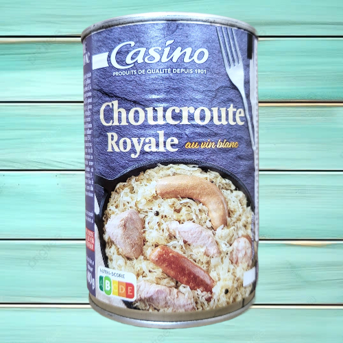 CASINO ++ Lon 400g ++ DƯA CẢI MUỐI HOÀNG GIA VỚI RƯỢU VANG TRẮNG CASINO / PHÁP / Choucroute Royale A