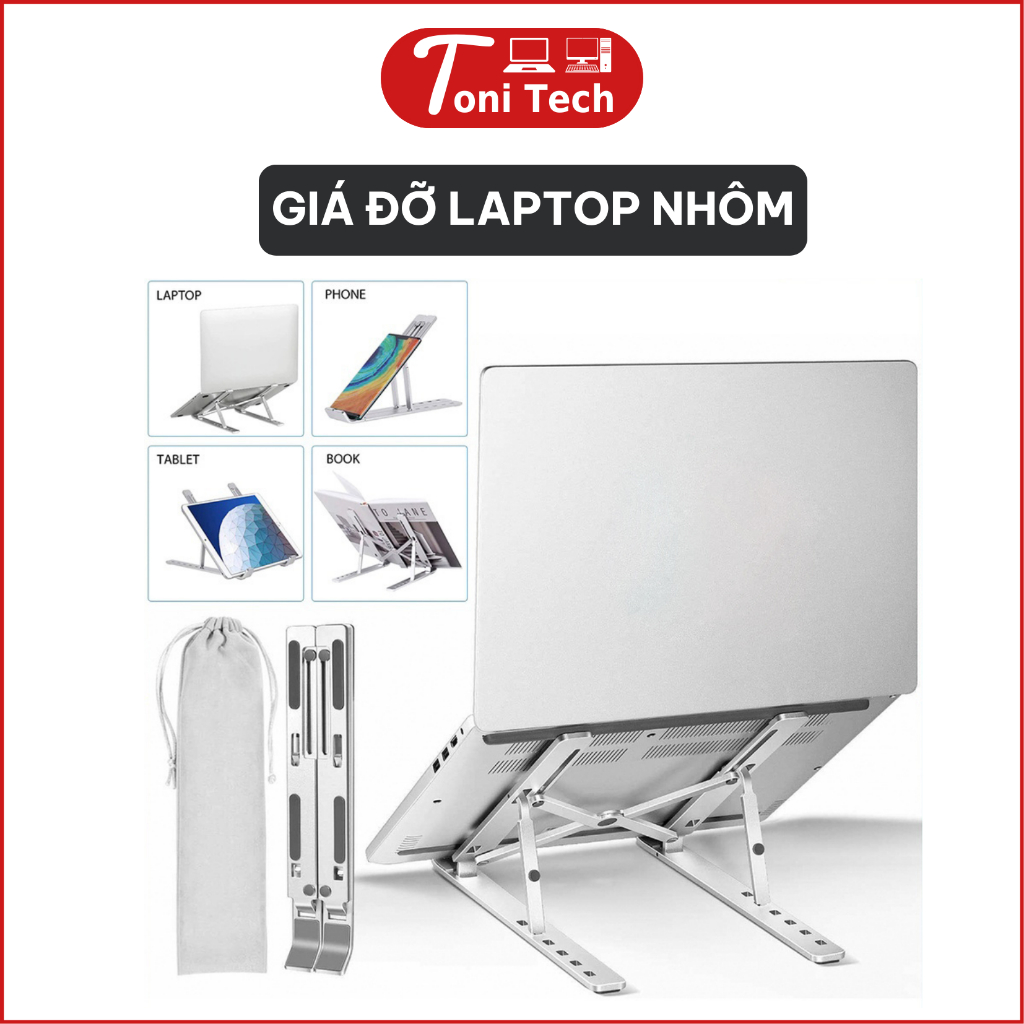 Giá đỡ Laptop, Kệ đỡ Laptop, Kệ kê Laptop, Kệ đỡ Laptop, Kê Laptop hợp kim NHÔM cao cấp, 7 cấp độ ch