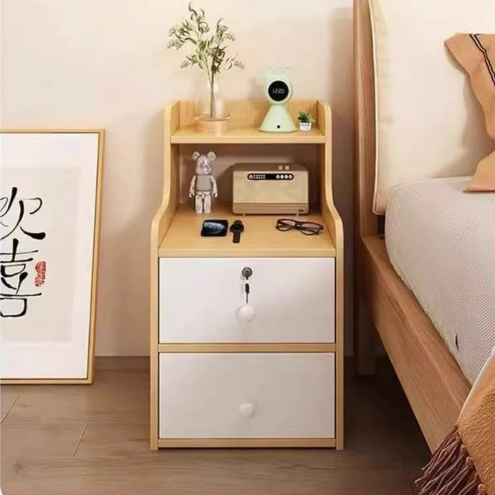 Tab Gỗ Đầu Giường Khung Gỗ 2 Tầng Có Ổ Khóa