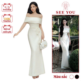 Đầm Gấm Hot Girl Dự Tiệc Sang Chảnh See You Thiết Kế Trễ Vai Ôm Body Dáng Dài Tôn Dáng Quyến Rũ Hẹn Hò Dạo Phố