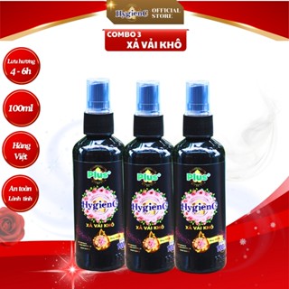 [Đen] Combo 3 Nước xả vải khô HygienC Plus+ dạng xịt thơm quần áo - Dung tích 100ml - XVK3