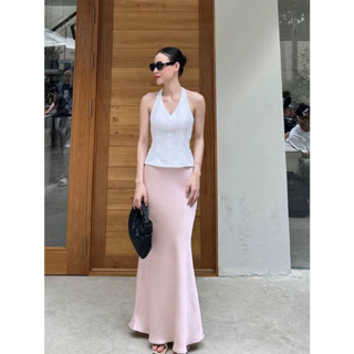 Chân váy lụa dáng dài, Chân váy lụa cạp trễ 2 lớp lụa vân gỗ mềm mịn đủ size XS S M L