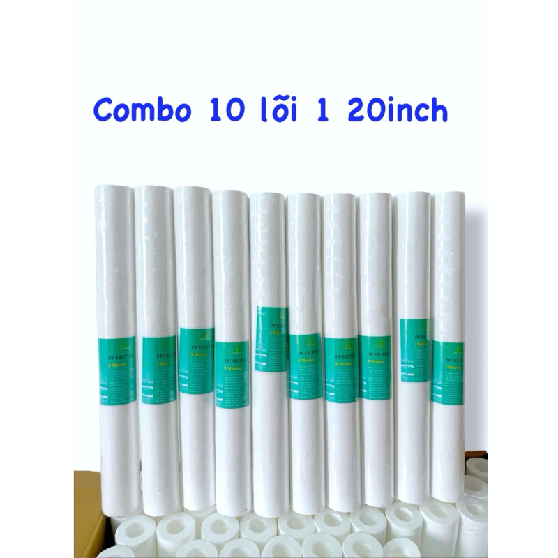 Combo 10 Lõi Lọc Nước 20 inch - Lõi Lọc Thô PP Dùng Cho Cốc Lọc 20 inch