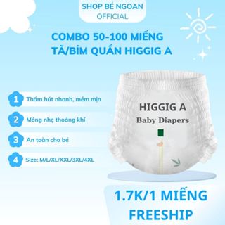 [COMBO 50 - 100 MIẾNG] Tã/Bỉm dán Hipgig A size M/L/XL/XXL/XXXL - Tã dán Hipgig A giá rẻ đủ miếng cho bé