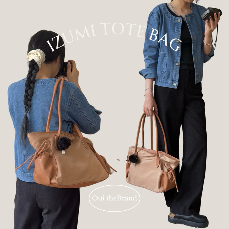 [ Tặng 𝗖𝗵𝗮𝗿𝗺 ] Izumi いずみ Tote Bag - Túi Tote Dù Phối Ngăn Nhún IZUMI ( Ouithebrand ) | BigBuy360 - bigbuy360.vn