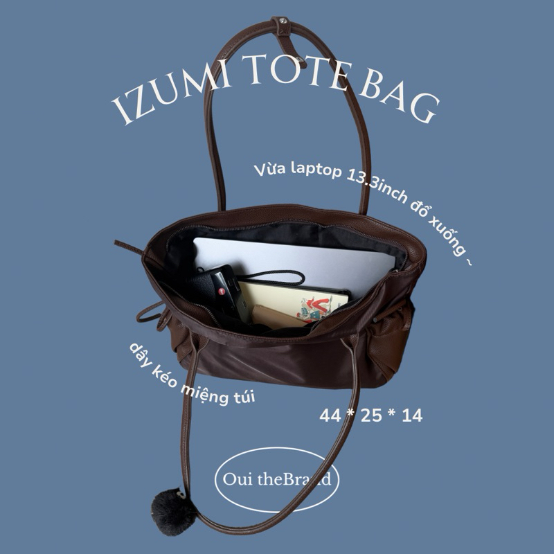 [ Tặng 𝗖𝗵𝗮𝗿𝗺 ] Izumi いずみ Tote Bag - Túi Tote Dù Phối Ngăn Nhún IZUMI ( Ouithebrand ) | BigBuy360 - bigbuy360.vn