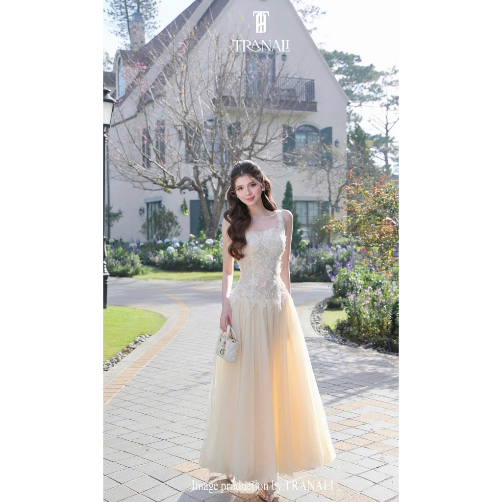 A79 Đầm 2 dây bảng dự tiệc tùng xòe phối lưới nhẹ nhàng sang trọng Vân Akara | BigBuy360 - bigbuy360.vn