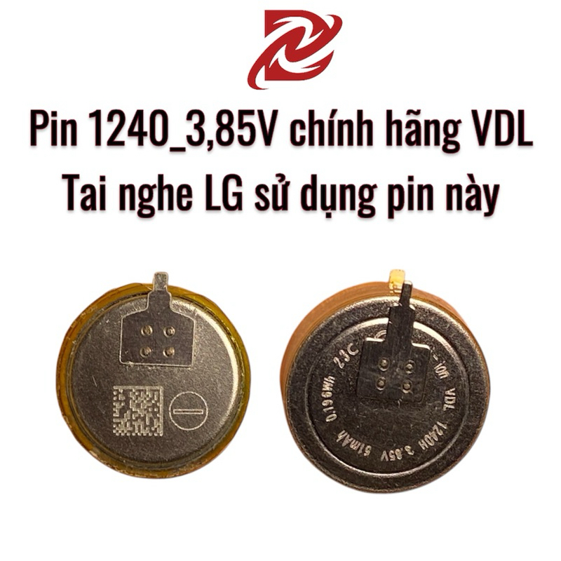Pin nén tròn Li-ion 3,85V  Lir1240 51mah chính hãng thay cho tai nghe JBL live pro, LG, Marshall ANC