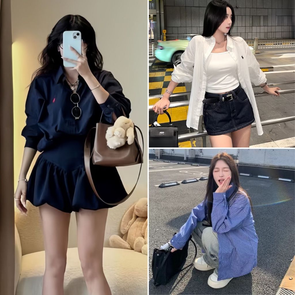 Áo Sơ Mi Thêu Logo Ngựa Dài Tay Basic, Labibi