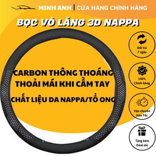  Bọc Vô Lăng Ô Tô 3D Da Nappa Cao Cấp Siêu Mỏng Thiết Kế Kiểu Dáng Lỗ Thoát Khí Chống Trơn Trượt. 