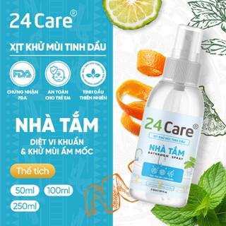 Xịt khử mùi thơm phòng Nhà tắm 24Care 50ml - Kháng khuẩn, khử mùi hôi, đuổi côn trùng, định tâm