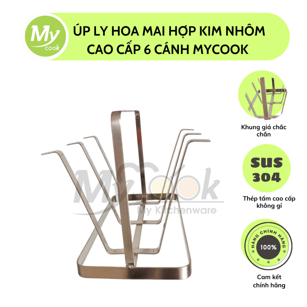 Khay Úp Ly Inox 304 Hình Bông Hoa 6 Cánh MyCook Giá Kệ Úp Ly Dây Thép Không Gỉ