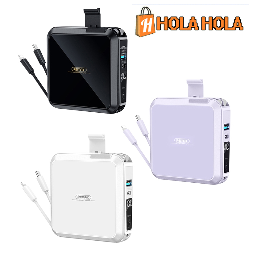 Pin dự phòng sạc nhanh Remax RPP-276 15000mAh tích hợp 2 cáp QC 22.5W và PD 20W - và kiêm bộ sạc tườ