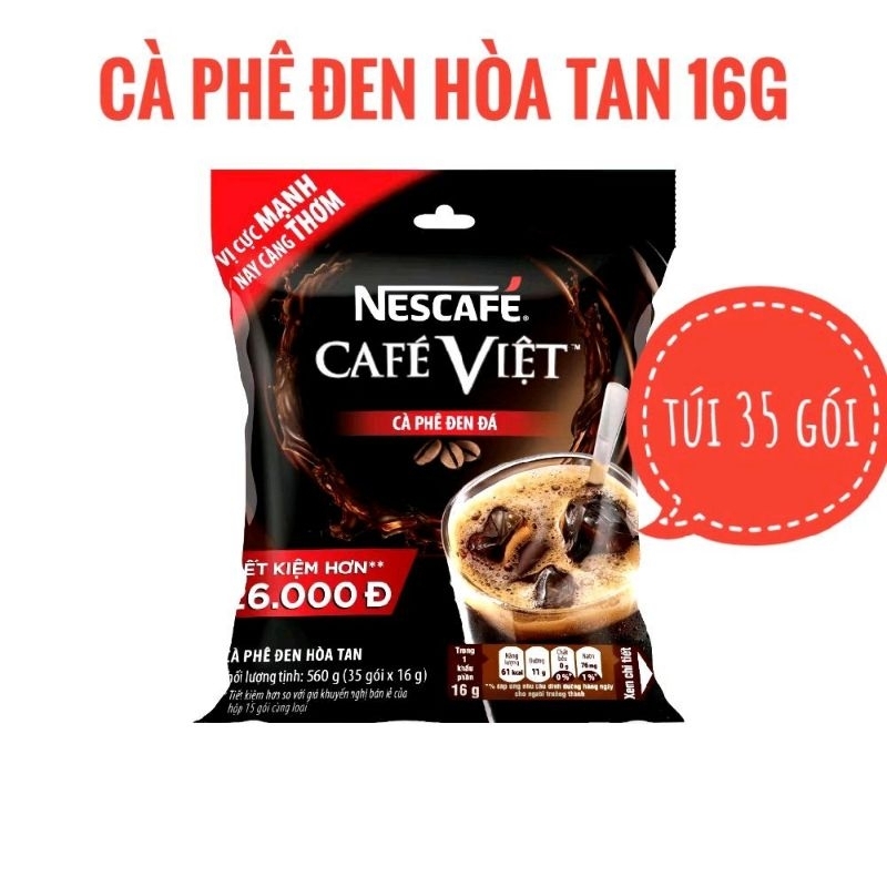 Cà Phê Đen Đá Hòa Tan CAFE VIỆT Nescafe 16g × 35 gói/túi