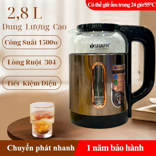 Ấm Đun Nước Siêu Tốc SFIAPR, Bình Đun Nước, Công Suất 1500w, Lõi Ấm Inox 304, Dung Tích 2.8L, 2 Lớp Chống Nóng