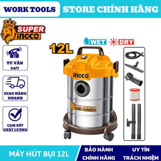INGCO Máy hút bụi 12L 800W VC14122 ( DÂY ĐỒNG )