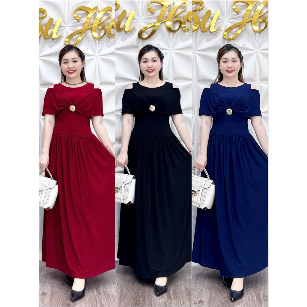 D05 - ĐẦM THUN KHOÉT VAI CÁCH ĐIỆU