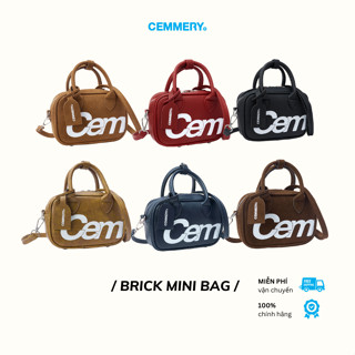 Túi Đeo Chéo Brick CEMMERY Local Brand Size Mini Form Vuông Đựng Vừa Điện Thoại Da PVC và Da Lộn