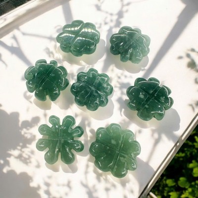 Charm Cỏ Bốn Lá Lam Ngọc Type A Ngọc Jade Thiên Nhiên Size 15mm - Ngọc Trai Trường Thịnh
