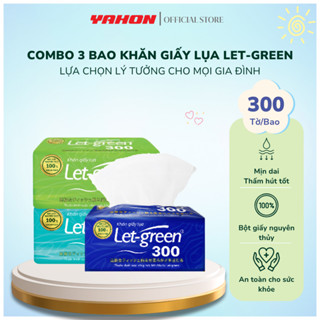 Combo Khăn Giấy Lụa LET-GREEN, 300 Tờ/Bao, 2 Lớp/Tờ