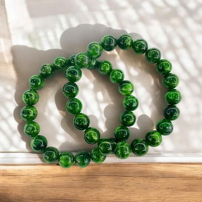 Vòng Tay Thạch Anh Diopside Xanh Lá Đậm Tự Nhiên Nguyên Khoáng Không Xử Lý 10ly - Ngọc Trai Trường Thịnh