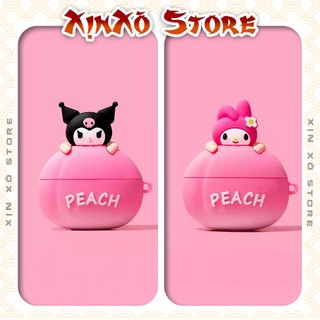 Vỏ ốp Airpod Case Airpods 2 3 4 Pro Pro 2 Quả Đào Chibi kèm móc khóa cao cấp - XỊN XÒ Store