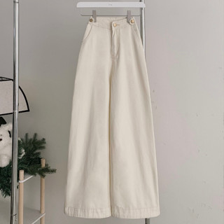 QUẦN JEAN DÀI ỐNG SUÔNG CHẤT VẢI JEAN MỀM MÀU KEM - TUKI - 3164