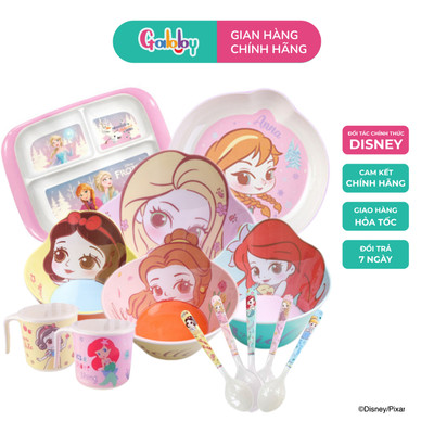 Dụng Cụ Ăn Dặm Cho Bé Gabby Tô, Cốc, Muỗng, Thìa, Đũa, Đĩa, Khay Nhựa Melamine Hình Công Chúa Disney