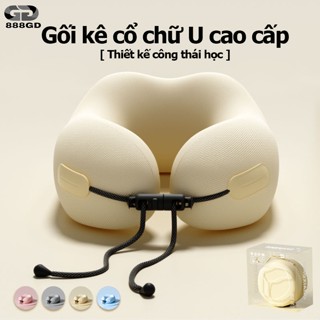 Gối kê cổ chữ U 888GD gối cổ công thái học cao su non mềm mại đàn hồi tốt thoáng khí kèm hộp đựng