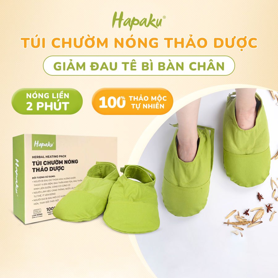 Túi Chườm Chân Thảo Dược HAPAKU, Giảm Tê Lạnh Bàn Chân, Giữa Ấm Chân, Lưu Thông Khí Huyết, Giúp Ngủ Ngon, Túi Chườm Ấm