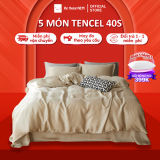 Chăn ga gối đệm 5 món Hệ Thống Nệm cao cấp Set bộ vỏ chăn ga ra gối nệm đệm 5 món lụa tencel cotton trải giường mùa hè