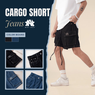 [Có Bigsize] - Quần Short Jean Nam Túi Hộp WHY.NOT CARGO SHORT Rộng Trên Gối- Quần Đùi, Quần Sooc Bò