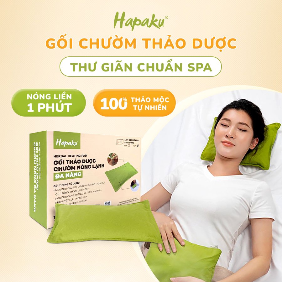 Gối Chườm Nóng Lạnh Từ Thảo Dược Hapaku, Đồ Spa Chuyên Nghiệp Giảm Nhức Mỏi Cơ Xương, Thư Giãn Cổ Gáy, Giúp Ngủ Ngon