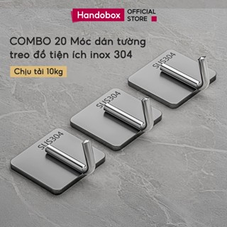 COMBO 20 Móc dán tường dính chịu lực inox 304 Handobox Móc dính tường treo đồ dùng đa năng quần áo
