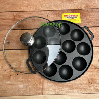 Khuôn Làm Bánh Khọt Gang Chống Dính Loại Dày Cao Cấp Có Nắp Kính , inox (Loại 8 - 10 - 12 lỗ )