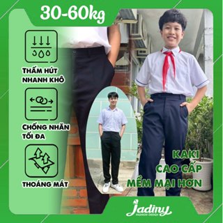 Quần tây đi học nam cấp 2 màu xanh đen, màu đen cao cấp ống suông thời trang Jadiny