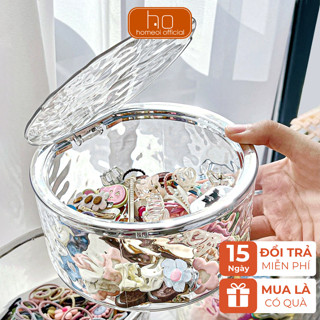 Hộp Đựng Đồ Mini Trong Suốt Vân Kim Cương Có Nắp Bấm, Hộp Đựng Kẹp Tóc Trang Sức Phụ Kiện Home Ơi