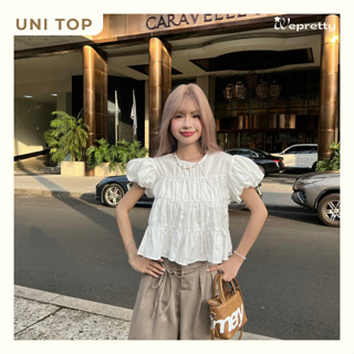 Áo BaByDoll Cổ Tròn UNI TOP Ah23 Wepretty Clothes Cổ Tròn Tay Phồng Nữ Tính Dễ Phối Đồ