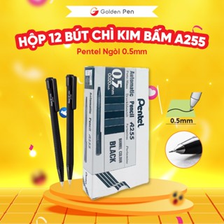 Hộp 12 Bút Chì Kim Bấm Pentel A255 Ngòi 0.5mm | Tiết Khiệm Tiện Lợi | Bút Chì Đen Huyền Thoại
