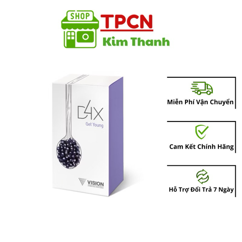 D4X Get Young vision - làm chậm quá trình lão hóa, chăm sóc và bảo vệ, phục hồi tế bào hộp 10 gói