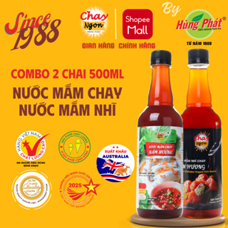 Combo Nước Mắm Nhĩ Chay & Nước Mắm Chay Nấm Hương Hùng Phát (Không I-ốt) Chuẩn Vị Mắm Đậm Đà