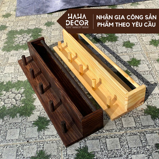  Kệ sách treo tường có móc gỗ kệ decor trang trí studio kệ gỗ thông mỹ sơn phủ bảo vệ gỗ KGTT09-N 