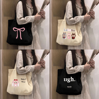 Túi tote đeo vai đựng đồ vải canvas đi học đi làm túi vải đựng đồ có khoá kéo miệng tiện lợi