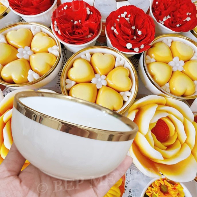 Bát sứ viền vàng decor bát tròn viền vàng