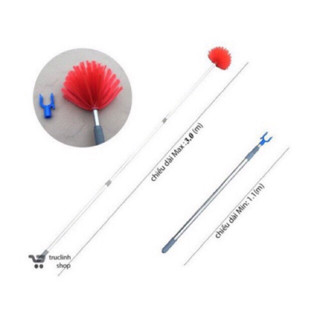  Chổi Quét Mạng Nhện Trần Nhà Đa Năng Cán Inox PT Loại 1 Dài 3m Kèm Đầu Lau Kính Và Móc Treo Đồ 